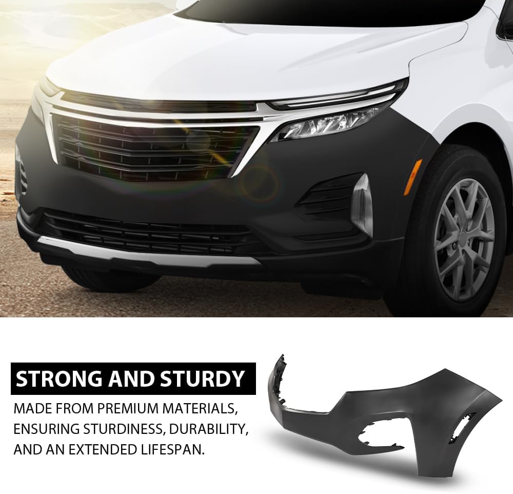 G-PLUS Front Bumper Cover, Compatible with Chevy Equinox 2022-2023 W/o Sensors, 84911082