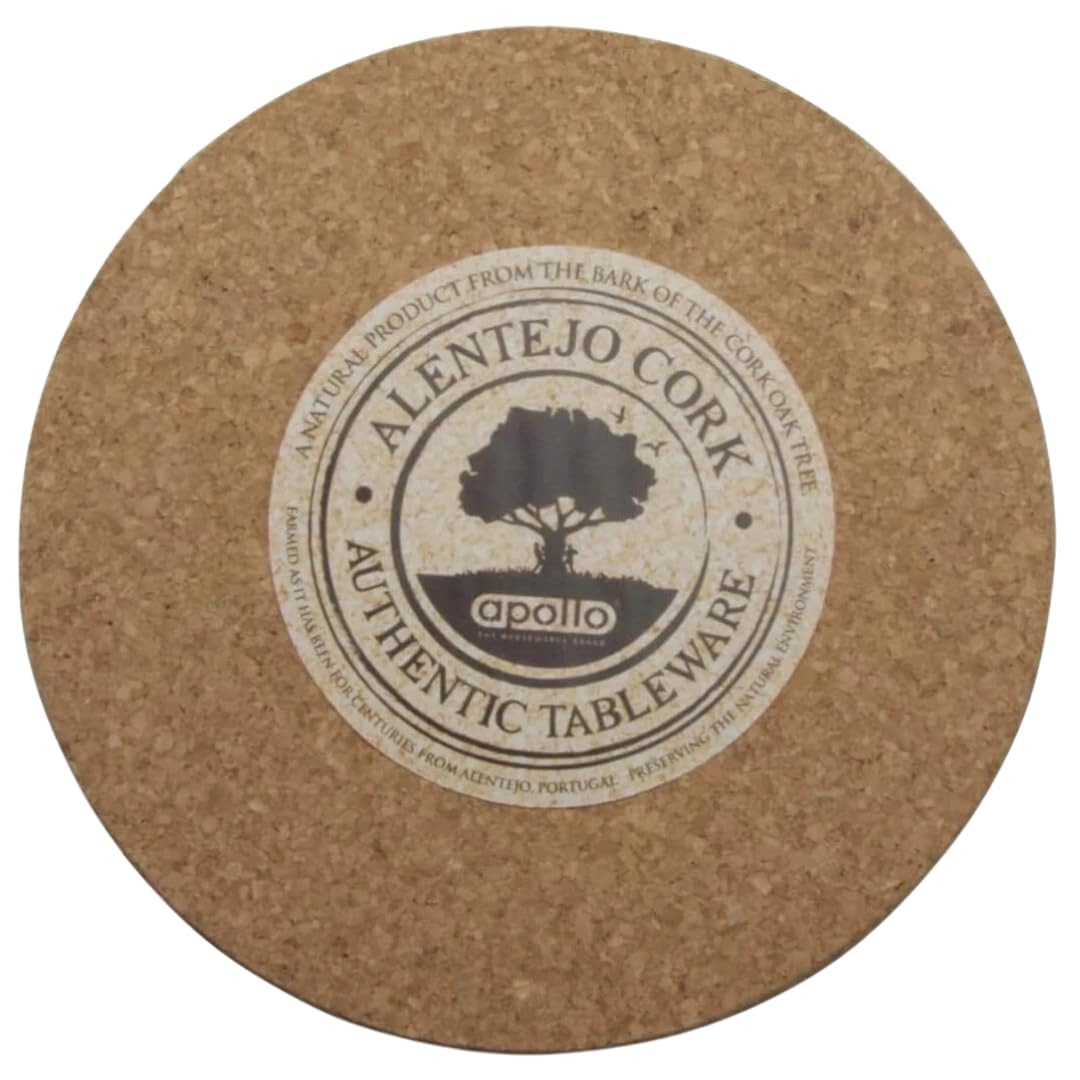 Set of 6 Round Cork Place Mats Heat Resistant Dining Table Mats Multi-Coloured Design 22cm Diameter Durable, Eco-Friendly & Easy to Clean Table Protection for Hot Dishes