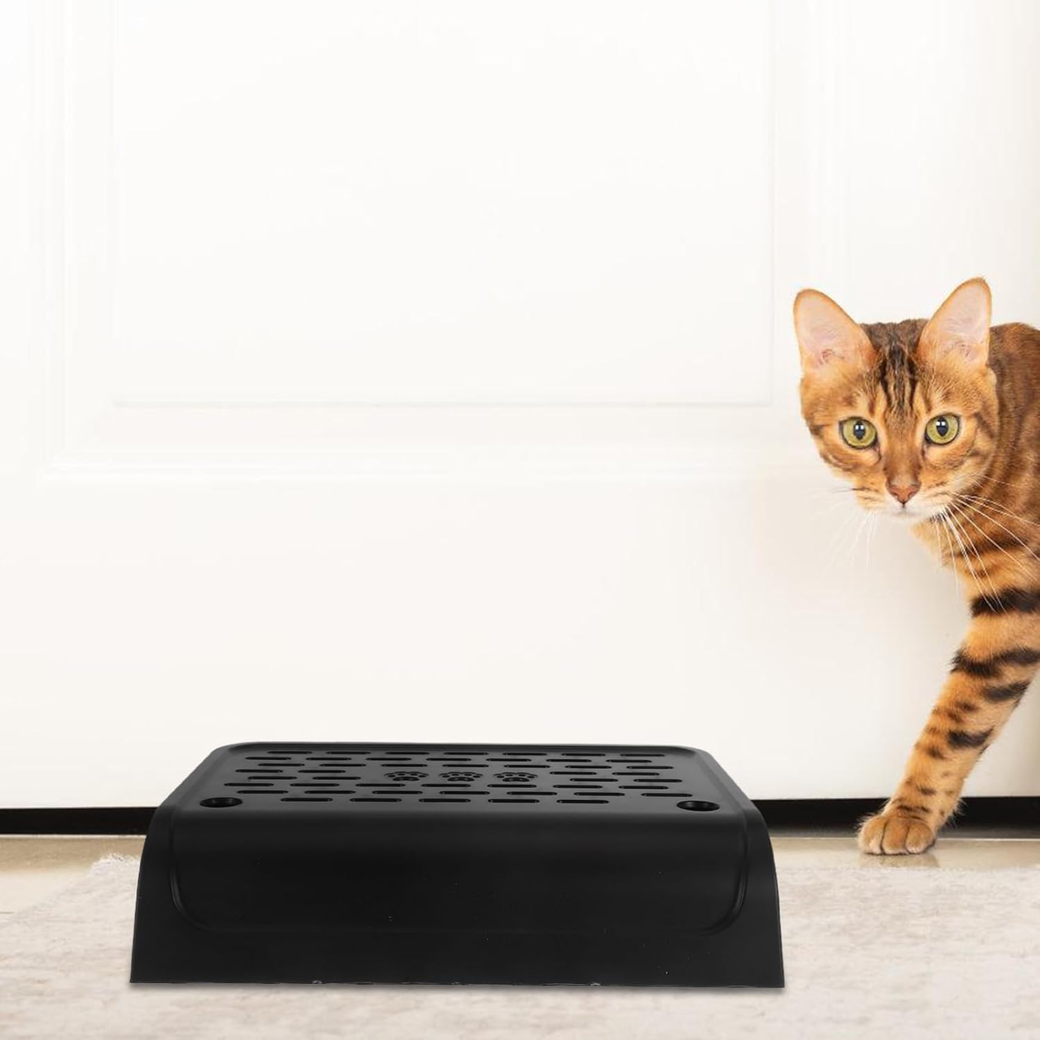 Toddmomy Cat Litter Box Ramp with Filter Function Portable Step Stool for Small and Elderly Cats Easy Clean Litter Tray Ramp to Reduce Scattering and Provide Extra Resting Space 12.16X8.26X3.30 Inches