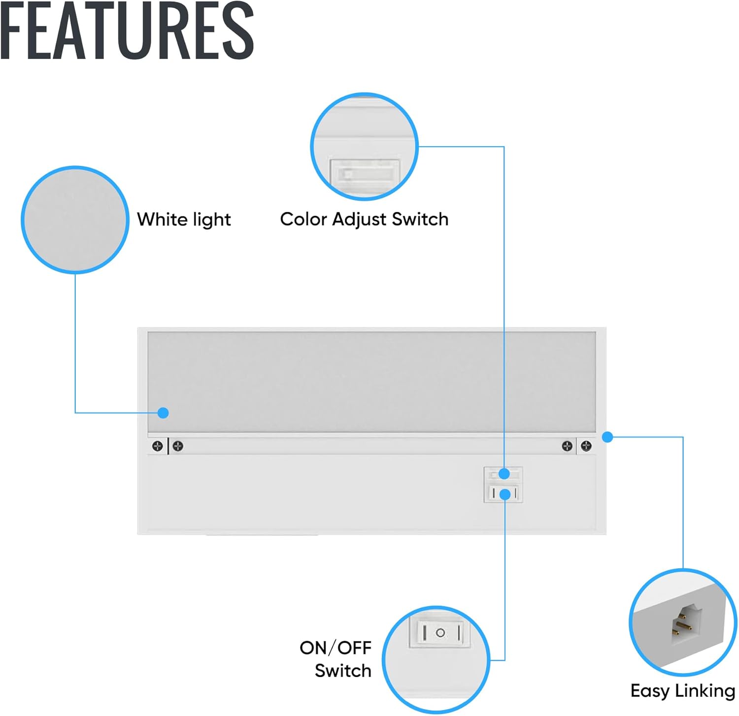 LEDMyplace 22 Inch 11W LED Under Cabinet Light Dimmable and CCT Changeable 3000K/4000K/5000K, Linkable, Direct Plug-in, ETL & Energy Star Listed, Under Shelf Lighting for Kitchen, Desk, Workspace