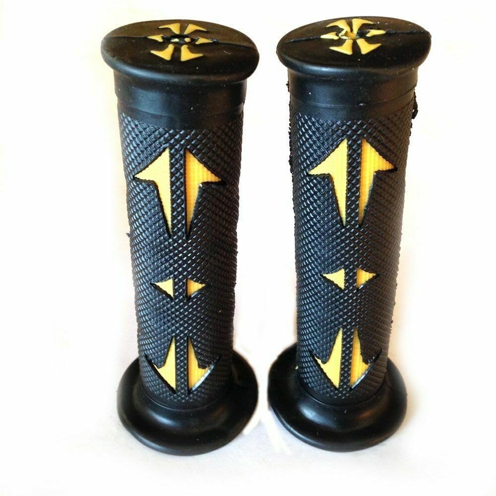 HTTMT- (Left:7/8"/ Right:1") Universal ATVs &amp; PWC Rubber Comfort Grips- [Yellow] Compatible with Left side 22mm (7/8"), Right Side: 25mm (1") Motorcycle Hand Grips