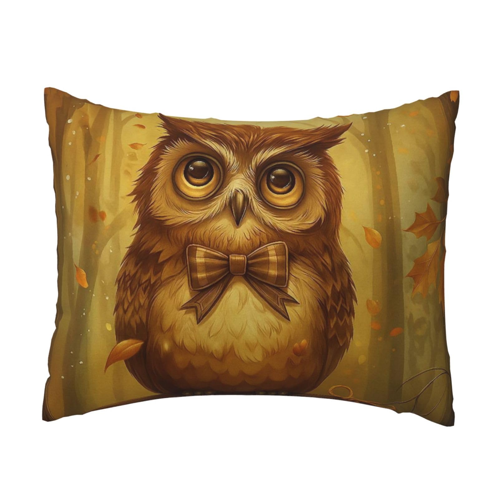 Enchanted Owl in Autumn Pillowcase Soft Plush with Zipper Decorative Pillowcovers 16x20 in