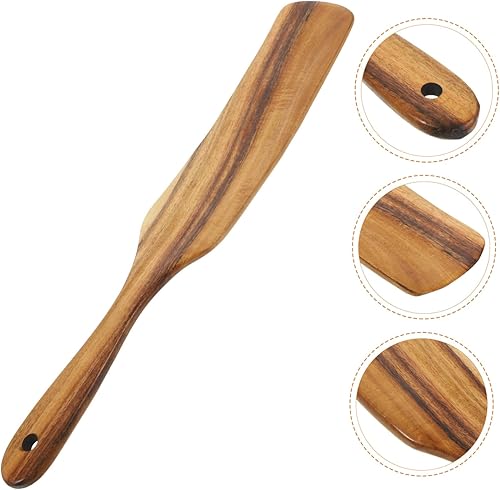 Miniatura 3 de CIYODO Suministros de madera no natural con cabeza portátil, herramientas de mango para agitar, servir con espuelas de wok largas y antiadherentes,