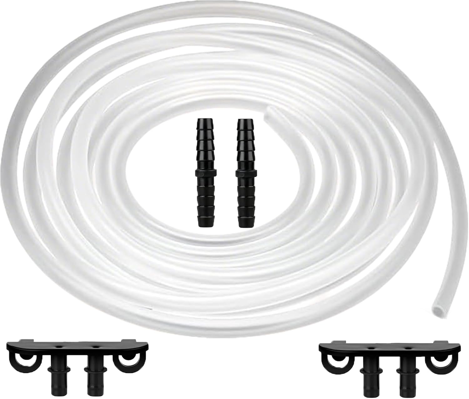 Ice Maker Drain Tube for GE 2.0, Water Line Hose Extension with Plug for GE Opal Nugget Countertop Ice Maker Parts, 6.22 Feet 1/4'' ID Silicone Draining Hoses with Stopper Cap Hanger Holder Clip