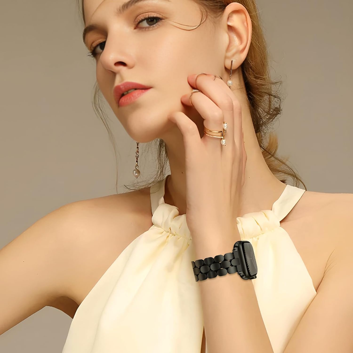 Stainless Steel Dressy Band for Apple Watch for Women Series10/9/8/7/6/5/4/3/2/1/SE/Ultra Compatible with 41mm 40mm 38mm 42mm 46mm 49mm 45mm 44mm Bands,Adjustable Designer Metal Strap for iWatch - Image 5