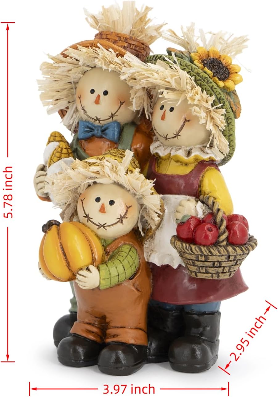 Hodao Fall Scarecrow Family Figurine, Autumn Harvest Thanksgiving Decor image 3