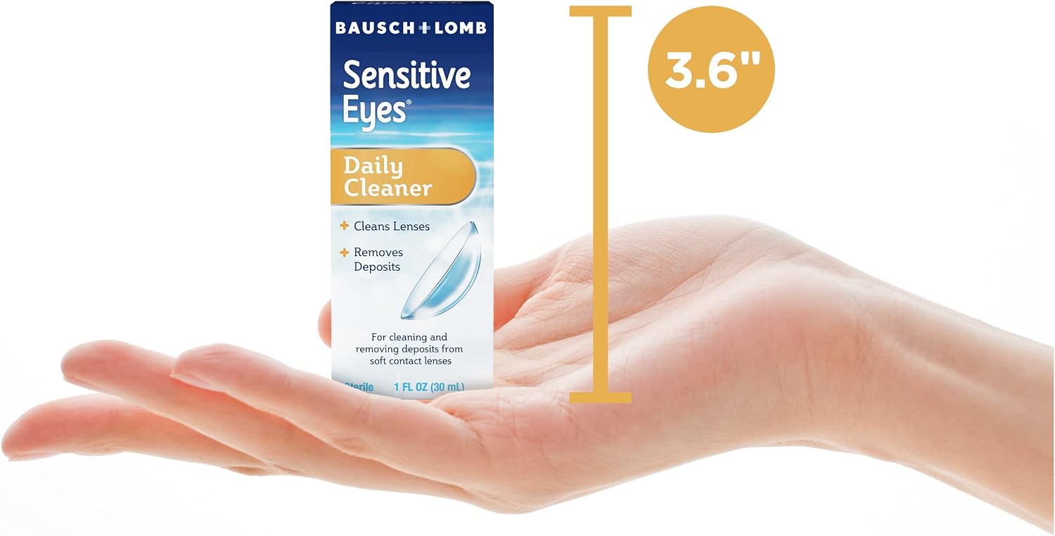 Contact Lens Solution by Bausch & Lomb, for Cleaning and Removing Deposits from Soft Contact Lenses, Daily Lens Cleaner, 1 Fl Oz