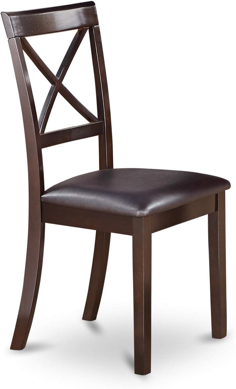 East West Furniture LYBO6-CAP-LC 6 Piece Dinette Set Contains a Rectangle Dining Room Table with Butterfly Leaf and 4 Faux Leather Dining Chairs with a Bench, 36x66 Inch, Cappuccino