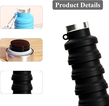 2 Pcs Foldable Collapsible Water Bottle 500ml, Silicone Travel Waterbottle