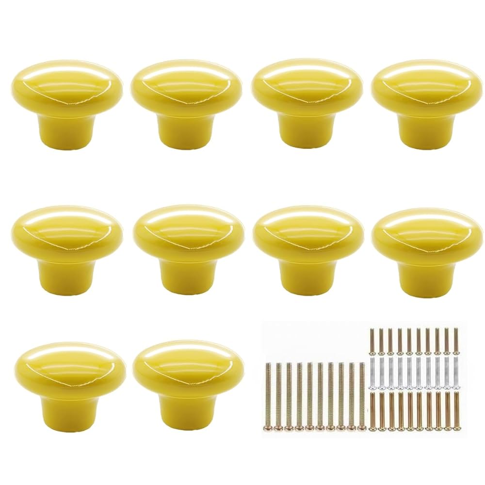 10 Pomelli In Ceramica Colorati Per Mobili - Maniglie Foro Singolo Per Cassetti E Ante