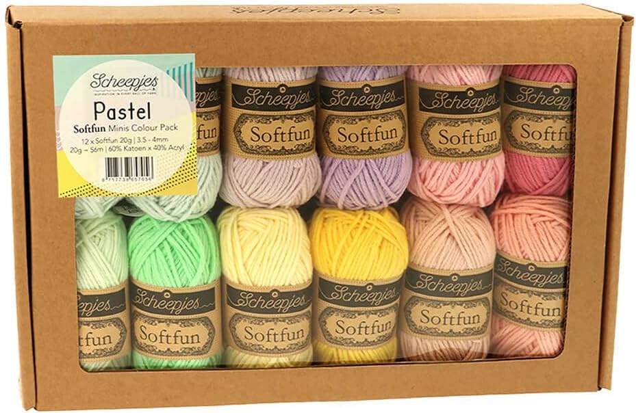 Scheepjes - Scheepjes Pastel Softfun Colour Pack - 12 x 20 Grams (1 Box)
