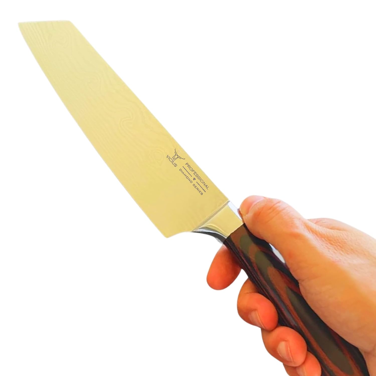 VICIUS Laser Damascus 8-Inch Kiritsuke Knife Precision Stainless Steel Blade with Ergonomic Handle for Professional Chefs