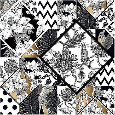 Birwall BIG06 Black Gold Damasks Trellis Wallpaper Wall Mural Prepasted Self-Adhesive Wallpaper Wall Decor Cover
