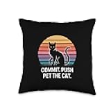 Commit Push Pet The Cat Coding Cat Humor Throw Pillow