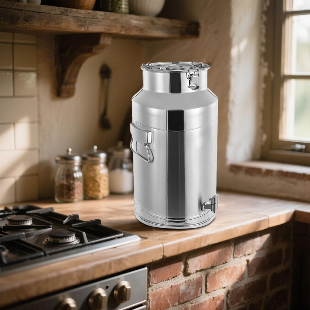 Airtight 304 Stainless Steel Milk Can - 5L/9L/14L/18L Farm & Food Storage Bucket with Faucet - Durable, Leak-Proof Container for Fresh Milk Transport