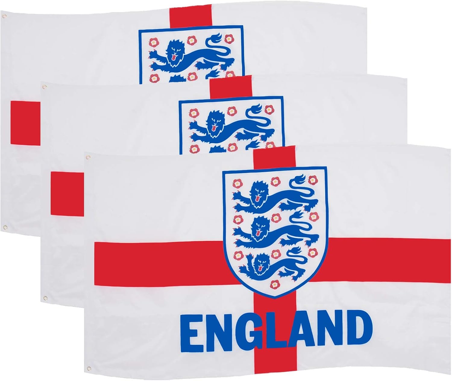 England FA Official Soccer Gift 3 Lions 5x3ft Crest Body Flag