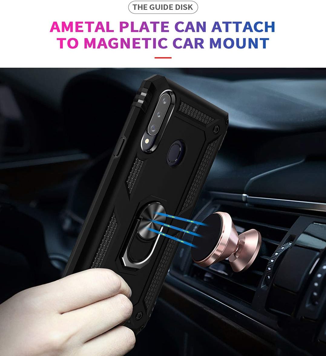 ADDIT A20S Case, Phone Case for Samsung Galaxy A20S Case,with Kickstand Ring,Adjustable Stand,Military Grade,Heavy Duty Protection,Shockproof,Anti-Fingerprint,Support Magnet Car Mount,Black