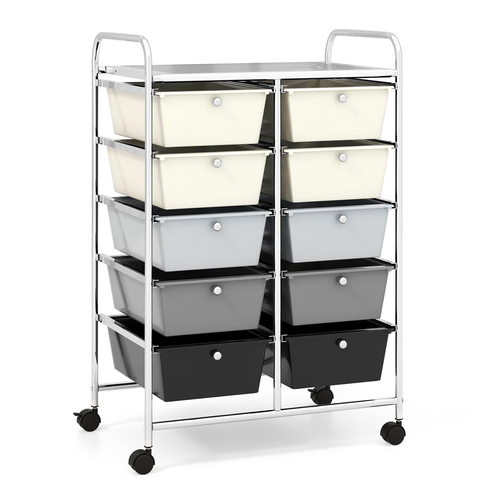 Chariot De Rangement Mobile Avec 10 Tiroirs – Pratique, Solide Et Design – Pour Bureau, Salon, Atelier