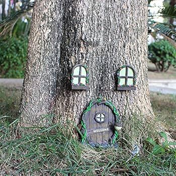 Feengarten Set Mit Tür & Fenstern - Leuchtet Im Dunkeln Für Baum & Garten