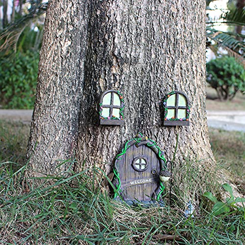 Miniatur Feengarten Zubehör – Leuchtende Feentür & Fenster Für Baum & Garten, Magische Deko