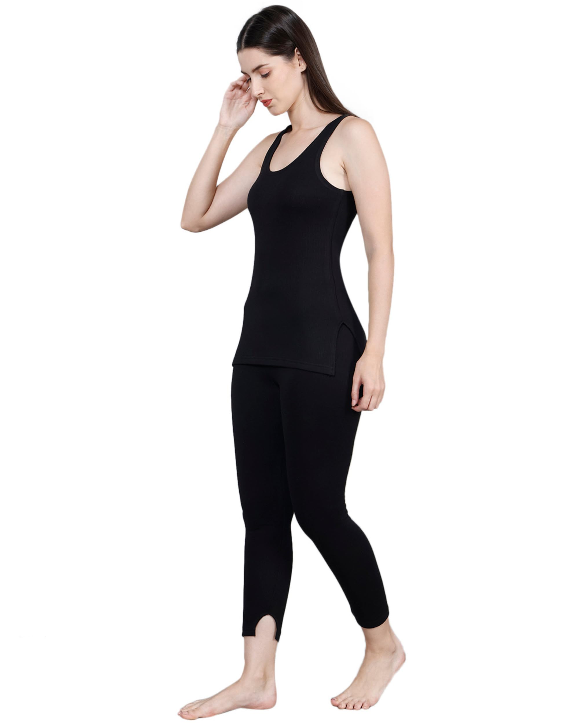 Womens Winter Wear Sleeveless Thermal Set | Top and Lower-image-8