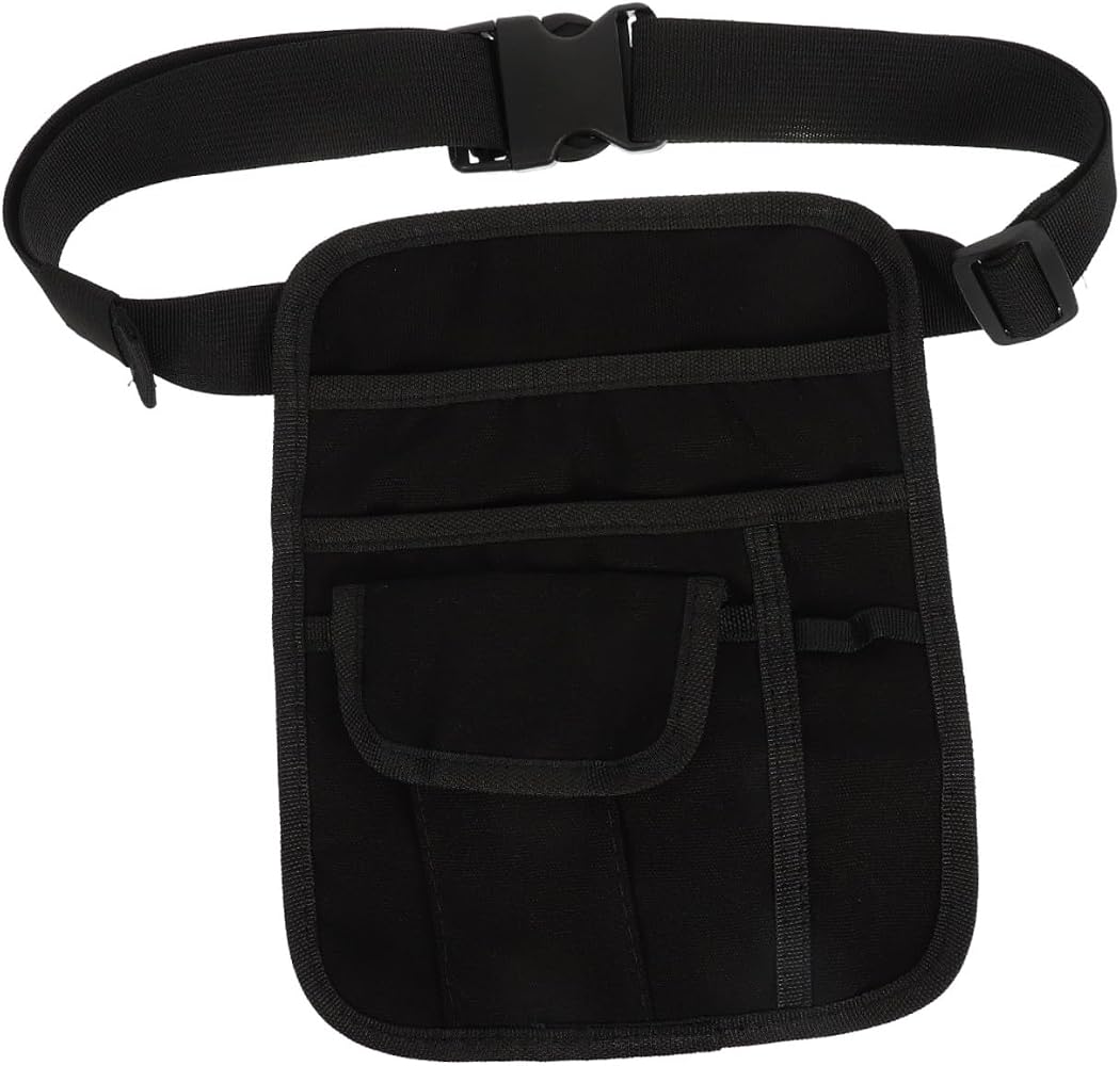 SOLUSTRE Kellner Gürteltasche aus Canvas Verstellbarer Riemen Aufbewahrungsbeutel für Restaurants und Cafés Umhängetasche Mittelalter Schwarz Fashion