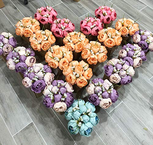 Sweet Home Deco Silk Peony Arrangement In Silver Ceramic Vase Table Flower Home Decor Wedding Centerpiece (Coral) #TOP3