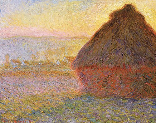 Tableau Claude Monet Graystacks I Grand Format Cadre Marron Mat