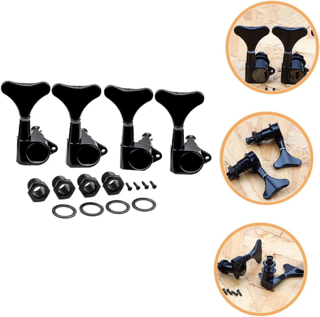 4sets Acoustic Bass Guitar Strings Tuning Machines Metaltuning Pegs Bass Tuning Key Machine Heads Knobs Player Part Compatible