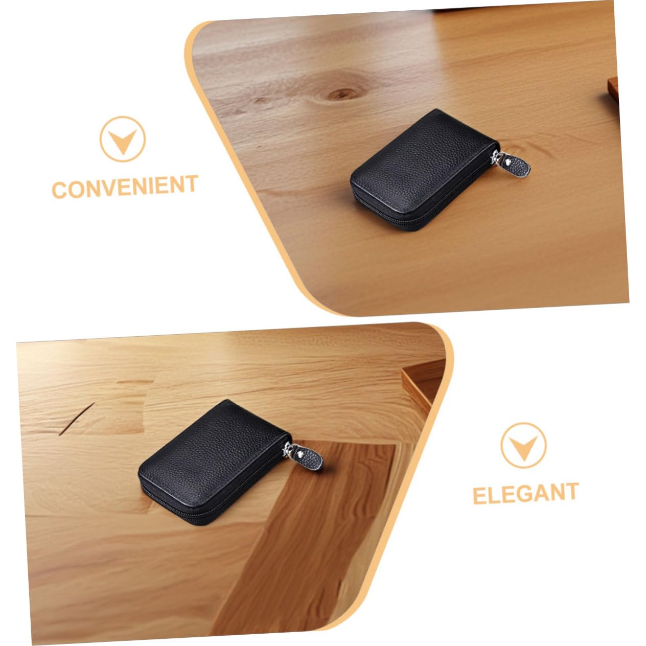 ifundom 2pezzi Porta Carte di Credito in Pelle Sottile di Mucca Organizer per Carte di Credito da Uomo Portafoglio con Cerniera Riutilizzabile e Multiuso