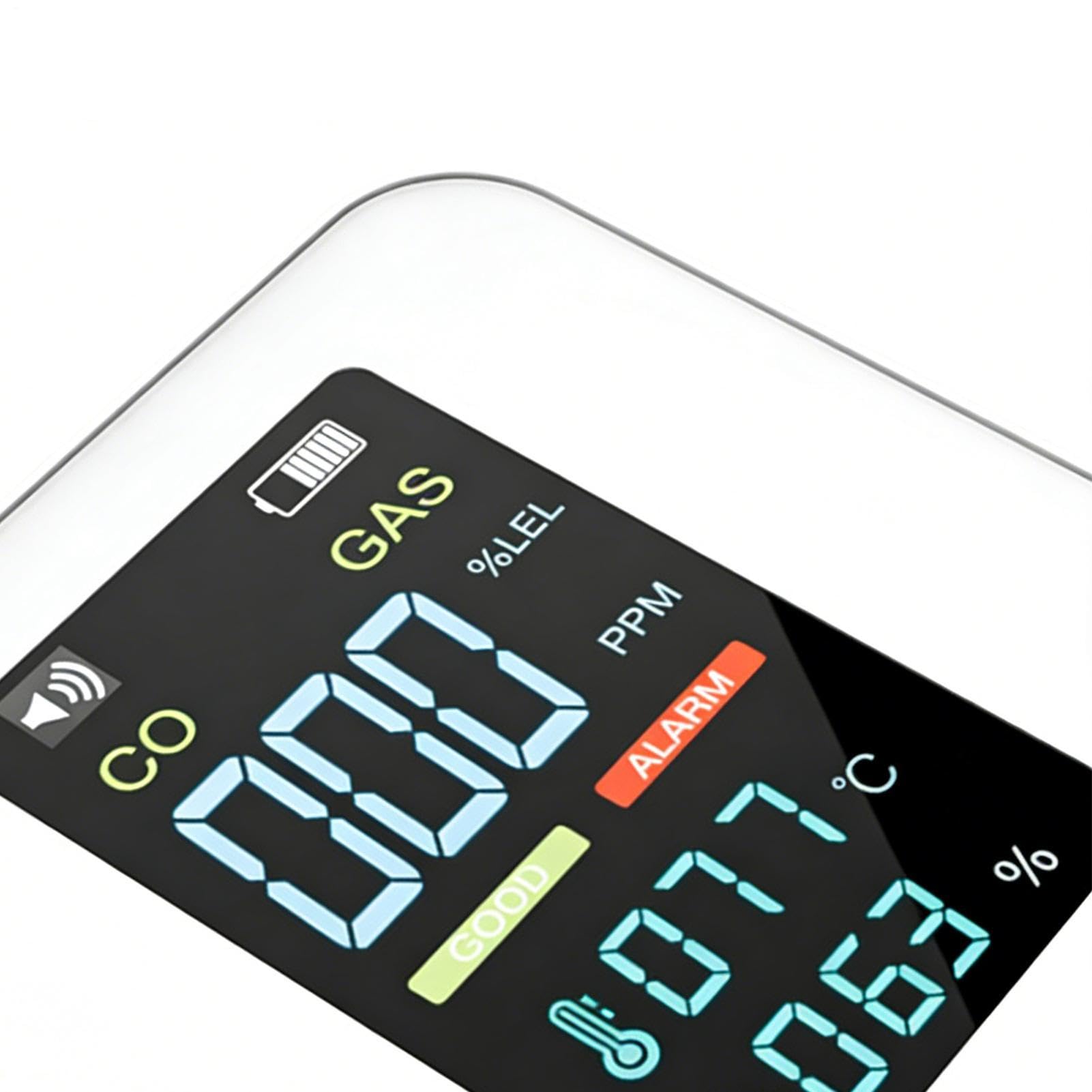 Moniteur numérique portable 4 en 1 avec détecteur de monoxyde de carbone | Détecteur de gaz naturel et CO Alarme pour salon, cuisine, chambre, hôtel, appartement, résidence