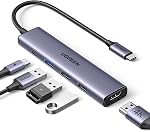 UGREEN Revodok USB C Hub 5-in-1, 4K HDMI Multiport Adapter, 100W Charging Port, 3 USB A 5Gbps Data Transfer, Compatible with MacBook Air/Pro, HP, ASUS, iPad Pro/Air, iPhone 17 Pro/Max, Gray
