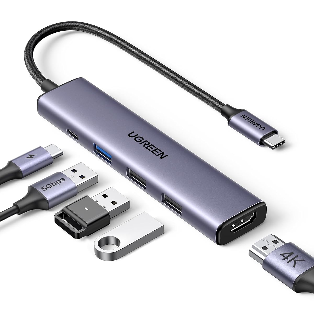 UGREEN Revodok 105 USB C Hub 5 in 1 Multiport Adapter 4K 30Hz HDMI