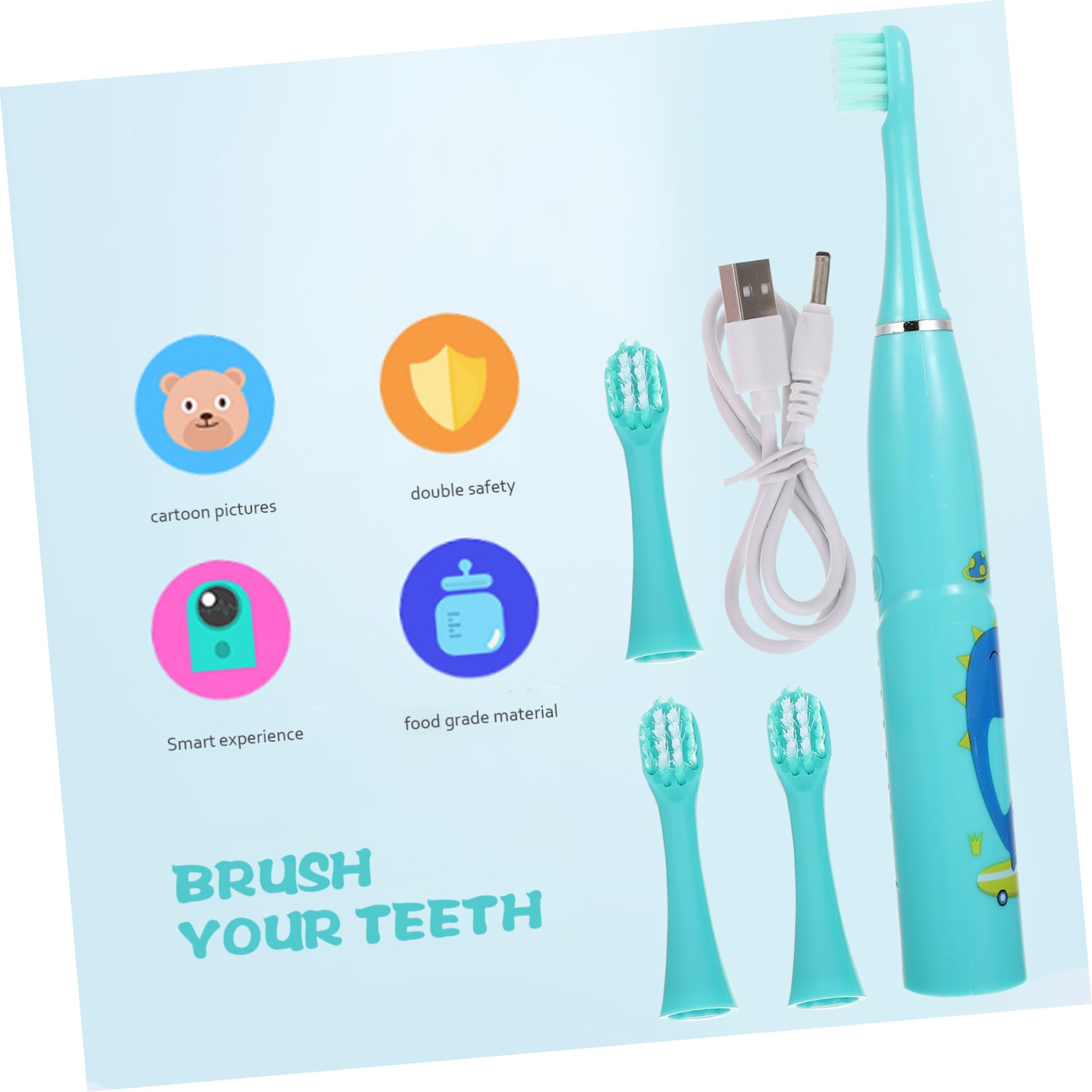 Gatuida 3sets Spazzolini Elettrici Per Ragazzo Ragazza Design Cartoon e Portatile Accessorio Per La Pulizia Dei Denti Domestico Facile Da Usare Per Ragazzi e Ragazze