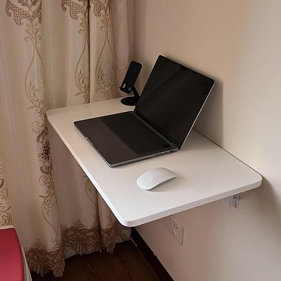 Wall Desk Fold Down, Wall Mounted Folding Table Office Desk, Wooden Wood Wall Mounted Table Kitchen Table, Floating Desk, Wall Mounted Desk, Foldable with 1 Click(40 * 30cm)