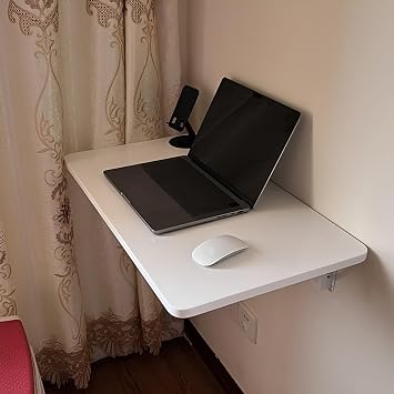 Wall Desk Fold Down, Wall Mounted Folding Table Office Desk, Wooden Wood Wall Mounted Table Kitchen Table, Floating Desk, Wall Mounted Desk, Foldable with 1 Click(40 * 30cm)