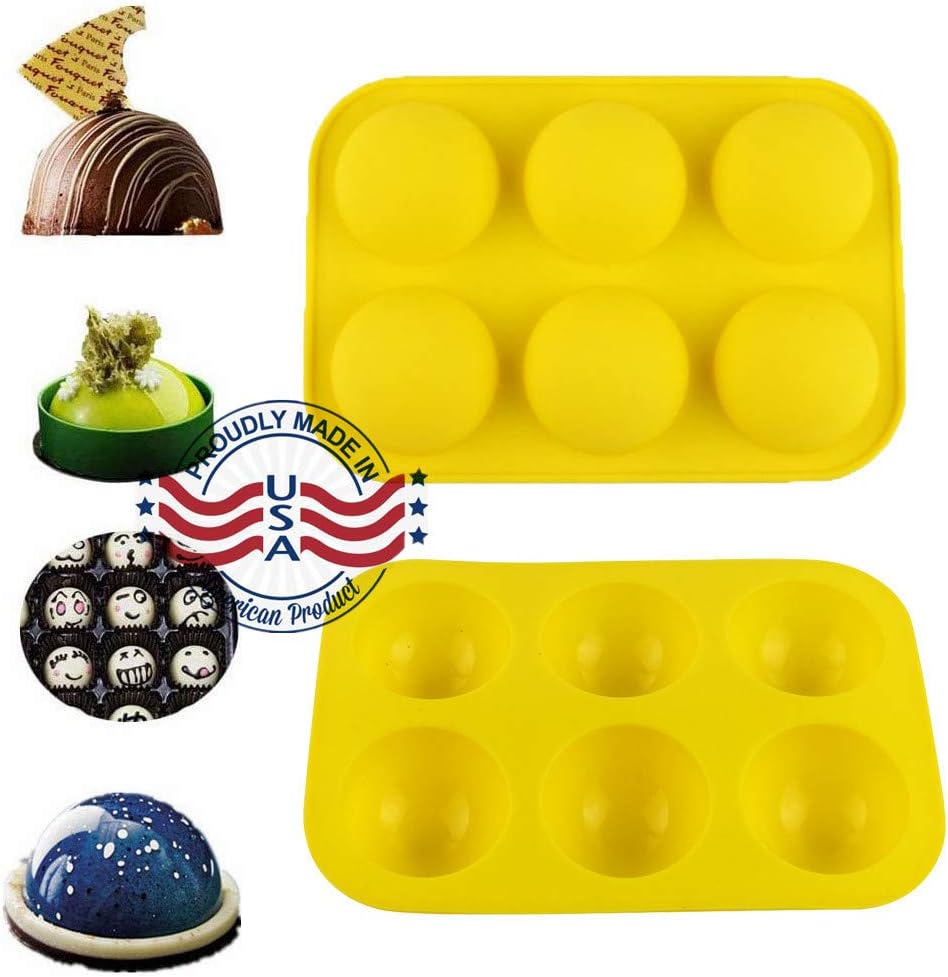 6 Holes Silicone Molds For Chocolate, Cake, Jelly, Pudding, Handmade Soap, Round Shape, Dia: 2 1/2 inches (2, E)