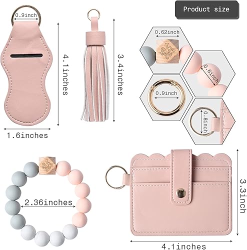Miniatura 2 de Pulsera de pulsera para mujer, llavero con cuentas de silicona, llavero con borla
