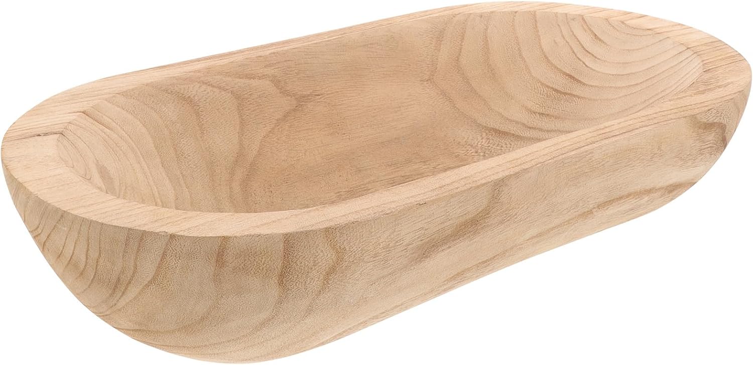 Housoutil Wooden Decorative Bowl for Home Dining Table Rustic Farmhouse