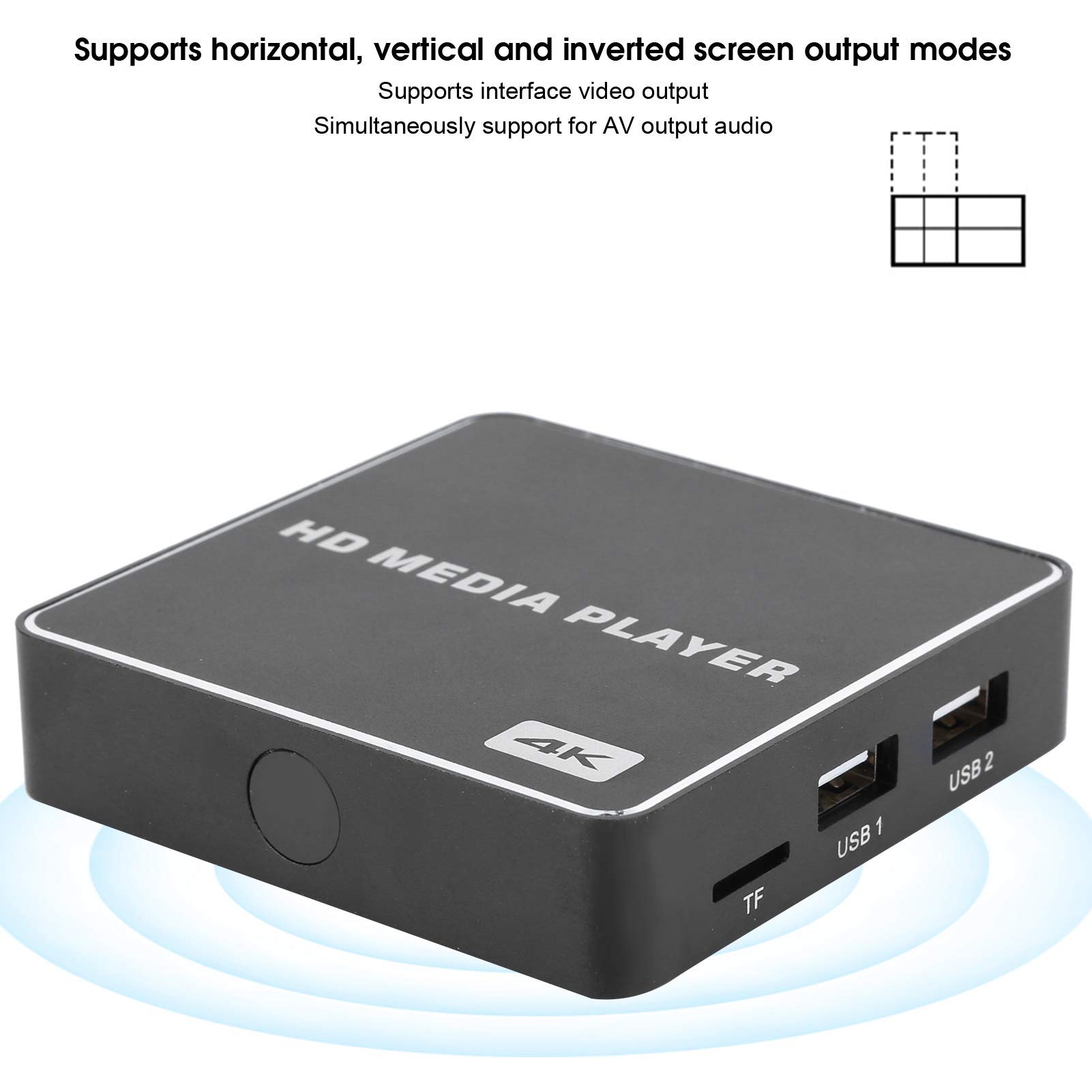 Lettore multimediale 4K con Telecomando, Lettore MP4 Digitale Portatile Mini 1080P Full-HD Ultra Media Player, Supporto HDMI, AV, HDR, Orizzontale, per Video, Foto, Musica(Me)