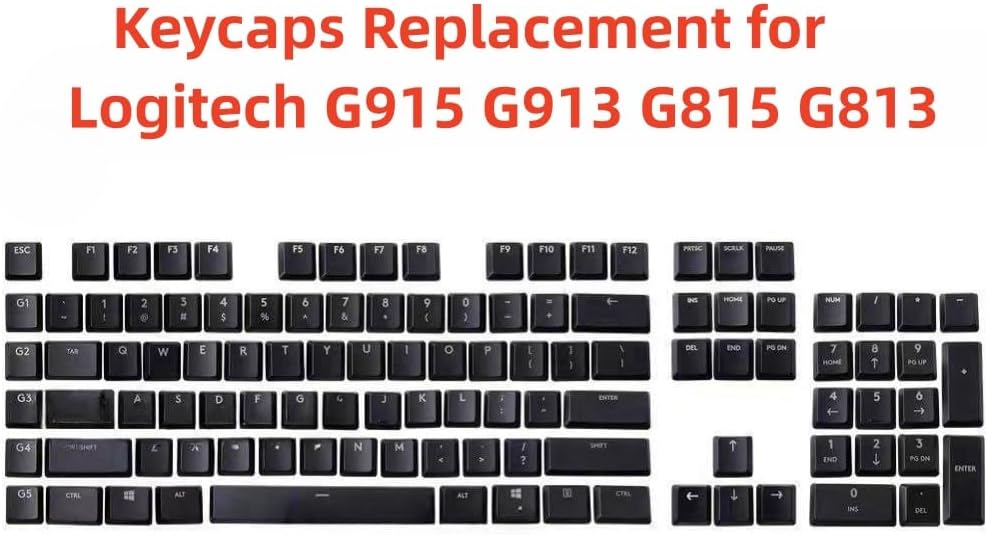 One Set of Keyboard 109 Keycaps Keys Replacement for Logitech G815 G813 G915 G913 TKL RGB Gaming Mechanical Keyboard keycap Black