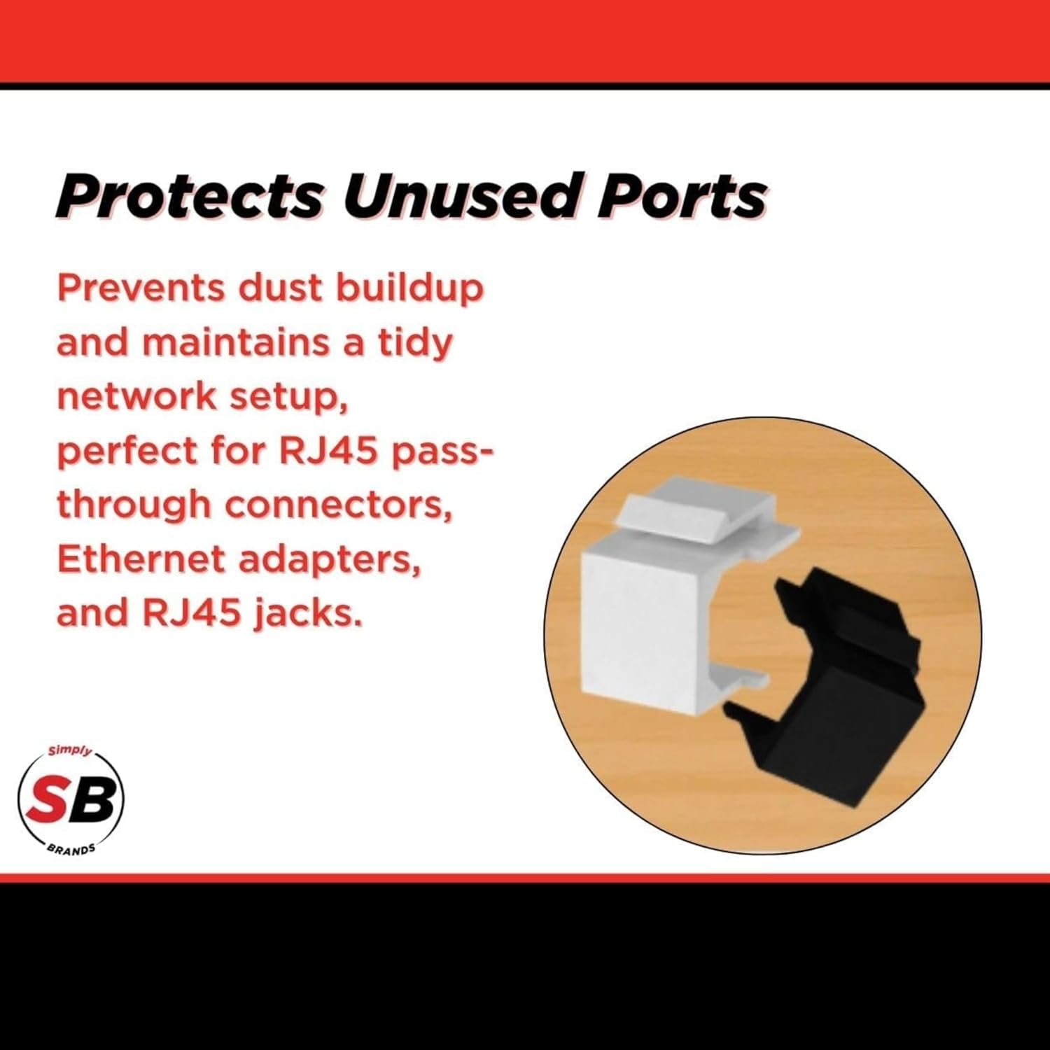 Simply45 Blank Keystone Snap-in Inserts - UL - Black Snap-in for Patch Panels, Dust & Tamper Protection - 25 - Pack - S45-3207B-25