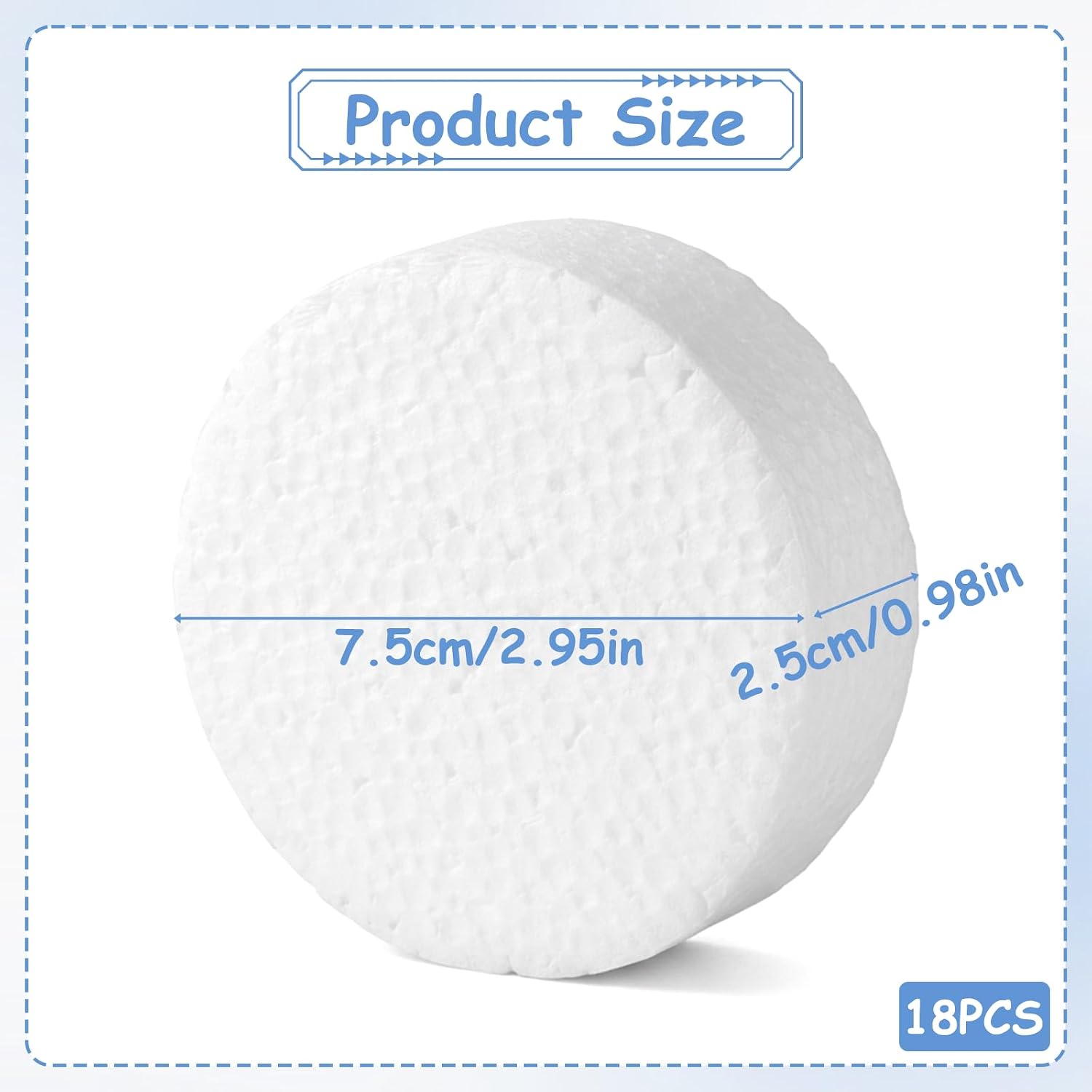 3 Inch Foam Circles for Crafts, 18 Pcs White Polystyrene Discs