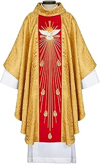 Come Holy Spirit Chasuble Clergy Elegance Church Vestments for Catholic Priests Chasubles Mass, 59 Inch x 51 Inch