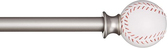 Amazon Basics Decorative 1,6 cm Curtain Rod with Baseball Finials - 71 cm