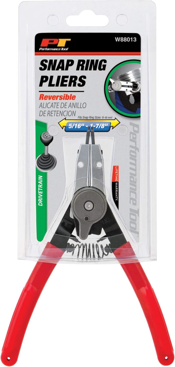 Performance Tool W88013 7-inch Internal/External Snap Ring Pliers with Cushion Grips, Hex Key and Spare Tips