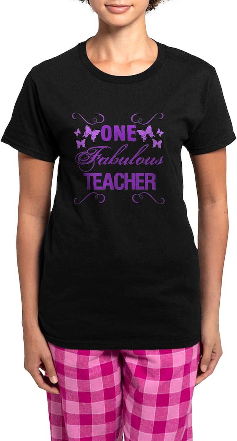 CafePress One Fabulous Teacher Women's Dark Pajamas Womens Novelty PJ Sleepwear