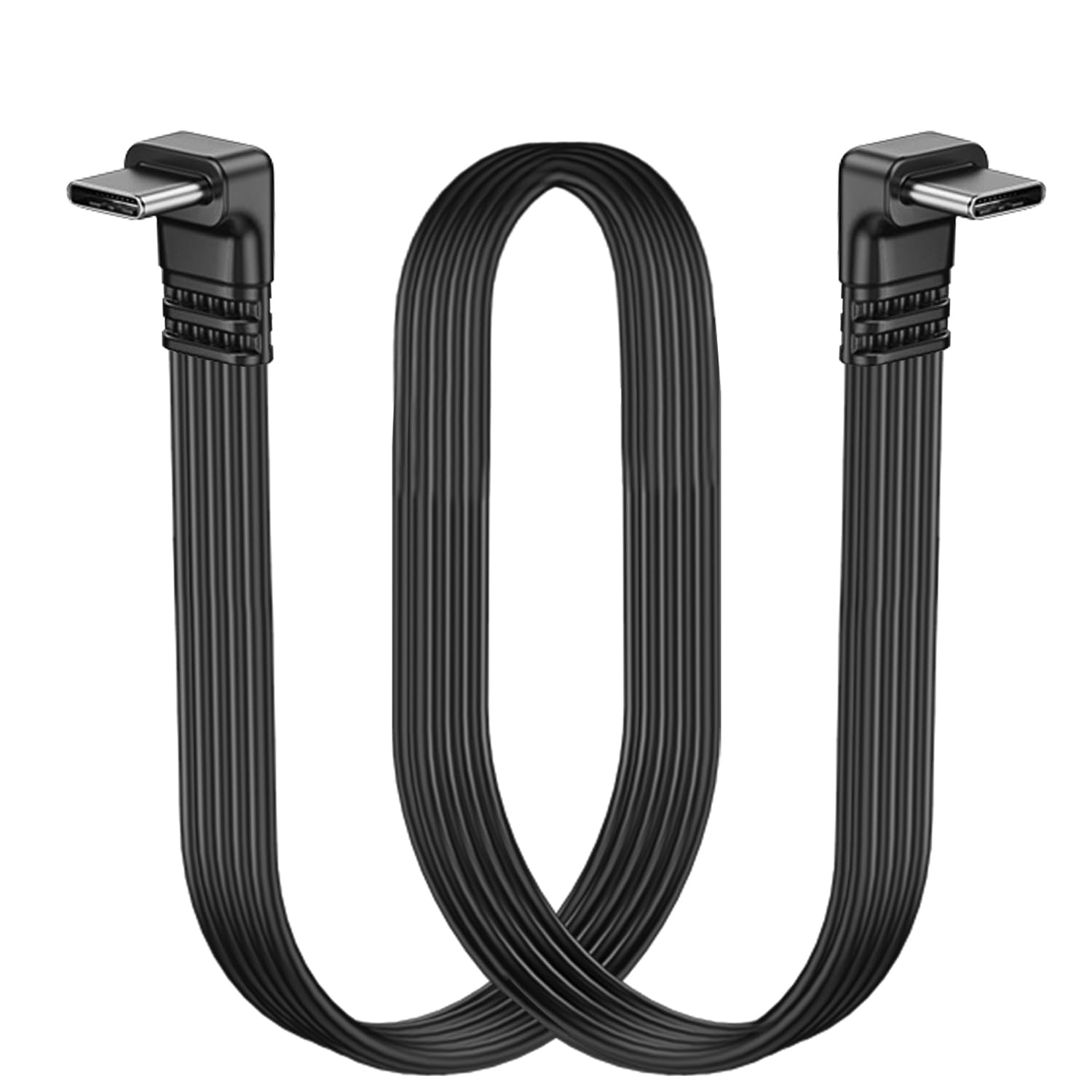 LANMINGLEL Short 90 Degree USB Type C 2.0 Flat Cable,PD 65W USB C 2.0 Fast Charge Cable,Short USB Type C Flat Soft Data Cable,Data & Fast Charging Sync Cord (Angle to Angle)