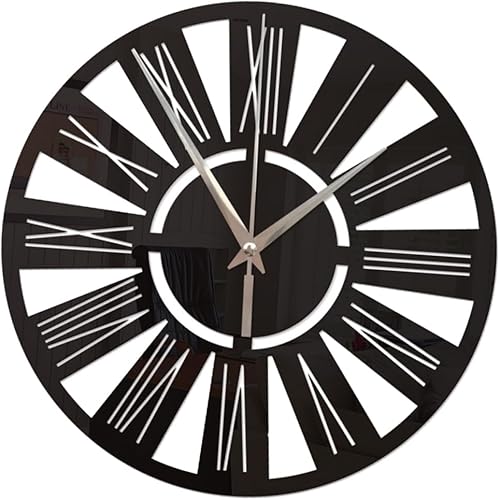 PRETYZOOM Reloj de pared analógico, número romano, decoración de pared grande, decoración moderna para el hogar