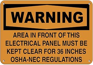 Front of Electrical Panel Kept Clear For36 Inches OSHA-NEC Label Vinyl Decal Sticker Kit OSHA Safety Label Compliance Signs 8"